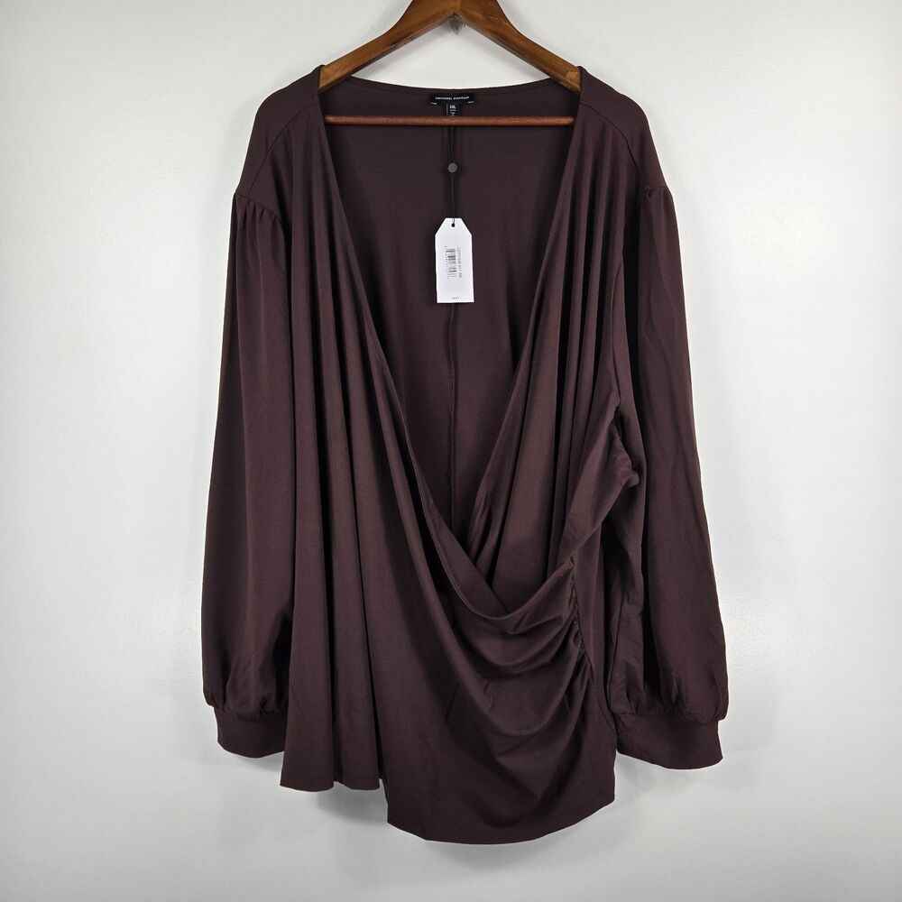 Universal Standard Women's Size 3XL Brown Faux Wrap Blouse NWT
